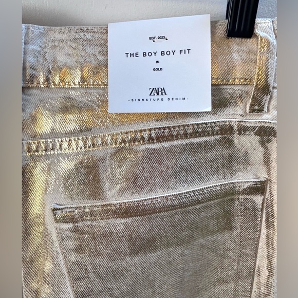 NWT Zara Gold Boyfriend Blogger Favourite The Boy Boy Fit Denim Jeans Sold Out - Picture 14 of 16